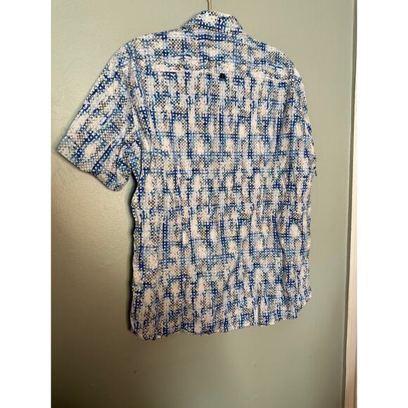 London 7 Downie St. Couture blue plaid button down - Picture 8 of 9